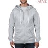 71600 Anvil Adult Full Zip Hooded Sweatshirt – Heather Grey