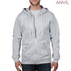 The Anvil Adult Full Zip Hooded Sweatshirt is a 245gsm, 75% combed ring spun cotton zip hoodie.  5 colours.  S - 3XL.  Great branded zip hoodies from Anvil.