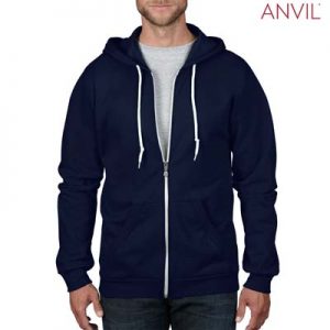 The Anvil Adult Full Zip Hooded Sweatshirt is a 245gsm, 75% combed ring spun cotton zip hoodie.  5 colours.  S - 3XL.  Great branded zip hoodies from Anvil.