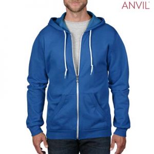 The Anvil Adult Full Zip Hooded Sweatshirt is a 245gsm, 75% combed ring spun cotton zip hoodie.  5 colours.  S - 3XL.  Great branded zip hoodies from Anvil.
