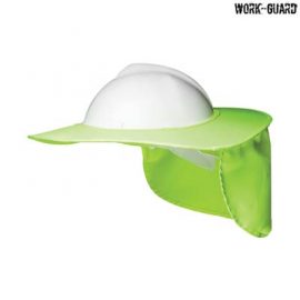 The Work-Guard Hard Hat Protective Brim is a 100% polyester shade brim.  Yellow or Orange.  One size.  Great branded hi vis protective brims.