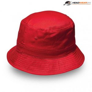 H6033A Headwear24 Bucket Hat - Red The Headwear24 Bucket Hat is a 185gsm brushed cotton twill bucket hat. 4 sizes. 9 colours. Great branded or unbranded bucket hats for all ages.