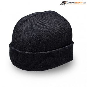 The Headwear24 Cuffed Knitted Beanie is an acrylic knitted beanie with fold up cuff.  OSFA.  10 colours.  Great cuffed beanies ready for your logo.