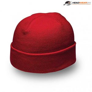 The Headwear24 Cuffed Knitted Beanie is an acrylic knitted beanie with fold up cuff.  OSFA.  10 colours.  Great cuffed beanies ready for your logo.