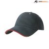 HM6001 Headwear24 6 Panel Metal Sandwich Peak – Black/Red