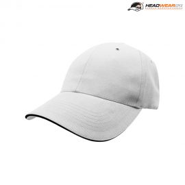 The Headwear24 6 Panel Metal Sandwich Peak is a 270gsm brushed cotton twill cap with contrast trim.  13 colours.  Great branded 6 panel caps.