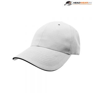 The Headwear24 6 Panel Metal Sandwich Peak is a 270gsm brushed cotton twill cap with contrast trim.  13 colours.  Great branded 6 panel caps.