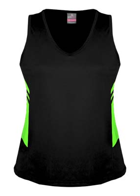 The Aussie Pacific Ladies Tasman Singlet is a 150gsm, driwear 100% polyester singlet. 27 colours. 4 - 20. Great branded singlets from Aussie Pacific.