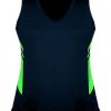 N211108361 Aussie Pacific Ladies Tasman Singlet – Navy/Neon Green