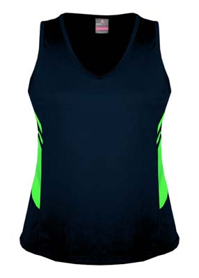 The Aussie Pacific Ladies Tasman Singlet is a 150gsm, driwear 100% polyester singlet. 27 colours. 4 - 20. Great branded singlets from Aussie Pacific.