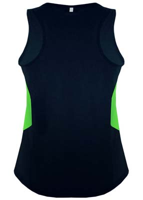 The Aussie Pacific Ladies Tasman Singlet is a 150gsm, driwear 100% polyester singlet. 27 colours. 4 - 20. Great branded singlets from Aussie Pacific.