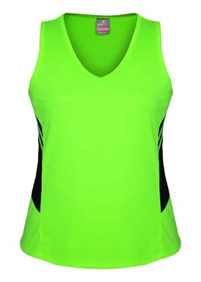 The Aussie Pacific Ladies Tasman Singlet is a 150gsm, driwear 100% polyester singlet. 27 colours. 4 - 20. Great branded singlets from Aussie Pacific.