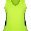N211137021 Aussie Pacific Ladies Tasman Singlet – Neon Yellow/Black