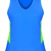 N211178361 Aussie Pacific Ladies Tasman Singlet – Cyan/Neon Green