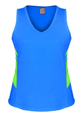 The Aussie Pacific Ladies Tasman Singlet is a 150gsm, driwear 100% polyester singlet. 27 colours. 4 - 20. Great branded singlets from Aussie Pacific.