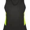 N211196371 Aussie Pacific Ladies Tasman Singlet – Slate/Neon Yellow