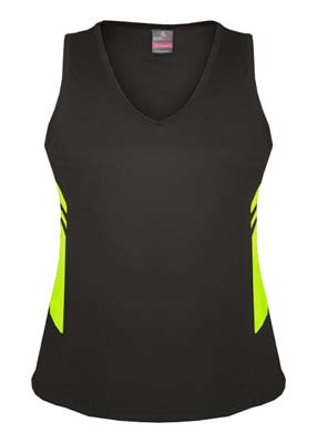 The Aussie Pacific Ladies Tasman Singlet is a 150gsm, driwear 100% polyester singlet. 27 colours. 4 - 20. Great branded singlets from Aussie Pacific.