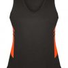 N211196381 Aussie Pacific Ladies Tasman Singlet – Slate/Neon Orange