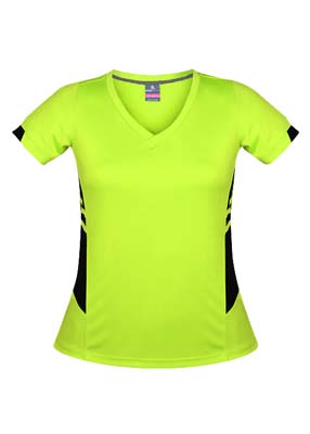 The Aussie Pacific Ladies Tasman Tee is a 150gsm, 100% polyester tee. 29 colours. 4 - 20. Snag resistant. Great branded tees from Aussie Pacific.