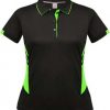 N231102361 Aussie Pacific Ladies Tasman polo – Black/Neon Green