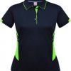 Aussie Pacific Ladies Tasman Polo – Navy/ Neon Green