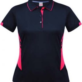 The Aussie Pacific Ladies Tasman Polo is a 150gsm, driwear polyester polo shirt.  Mens and Kids available.  32 colours.  Great branded polos from Aussie Pacific.