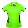 Aussie Pacific Ladies Tasman Polo – Neon Green/Black