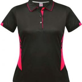 The Aussie Pacific Ladies Tasman Polo is a 150gsm, driwear polyester polo shirt.  Mens and Kids available.  32 colours.  Great branded polos from Aussie Pacific.