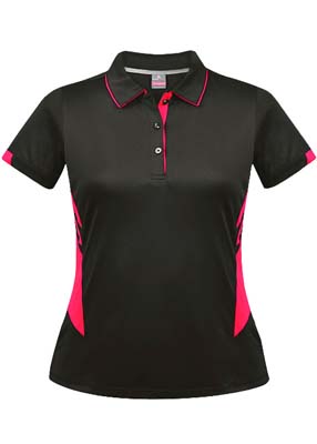 The Aussie Pacific Ladies Tasman Polo is a 150gsm, driwear polyester polo shirt. Mens and Kids available. 32 colours. Great branded polos from Aussie Pacific.