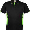N331102363 Aussie Pacific Kids Tasman Polo – Black/Neon Green