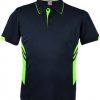 N331108363 Aussie Pacific Kids Tasman Polo – Navy/Neon Green