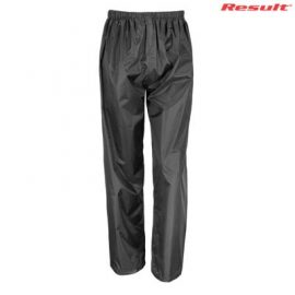 The Result Core Rain Trousers are a casual fit, StormDri polyester, rain trouser.  Black or Navy.  S - 5XL.  Great branded rain trousers from Result.