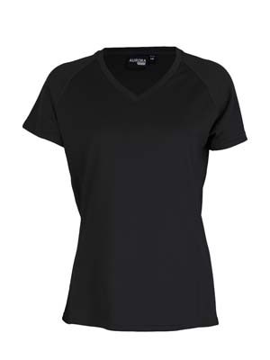 The Aurora Sports Womens XT Performance Tee is a v-neck, polyester performance tee. Quick dry. 9 colours. 8 - 18. Great performance sports wear.