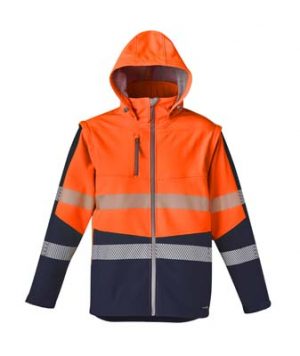 The Syzmik Streetworx 2 in 1 Stretch Softshell is a bonded polyester, 330gsm softshell jacket. 2 colours. XXS - 7XL. Great hi vis softshells and workwear from Syzmik.