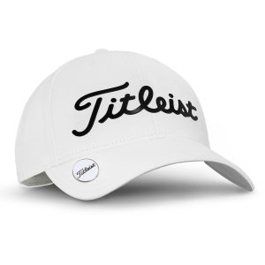 The Titleist Performance Ball Marker Cap is a stylish, functional, 6 panel cap.  Moisture wicking performance material.  White.  Can be co - branded.  Great golf caps.