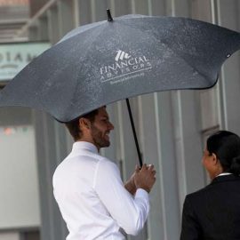 The BLUNT Exec Umbrella is a large, full length street umbrella.  Sized for 2 people.  High end.  2 colours.  Great branded corporate umbrellas.