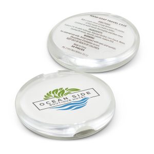 200331 TRENDS Hand Soap Travel Case - Round The TRENDS Hand Soap Travel Case is a round compact polypropylene case with 30 sheets of soap. Full colour branding available. Great branded travel & health products.
