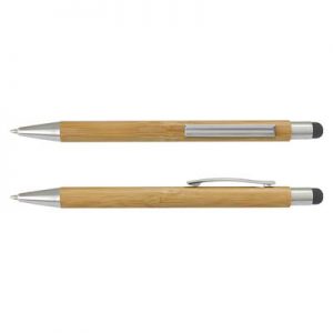 The TRENDS Lancer Bamboo Stylus Pen is a retractable ball pen with 2 colours options. Eco friendly made from bamboo. Great branded eco stylus pens from TRENDS.