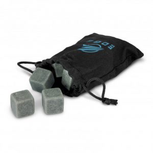 The TRENDS Whiskey Stone Set is a whiskey 'stone' set of 6 in a black cotton drawstring bag.  Branding available on bag.  Great promo product or corporate gift.