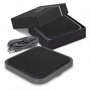 The Swiss Peak Luxury 5W Wireless Charger is a great corporate gift.  Charges devices effortlessly and multiple branding options available.