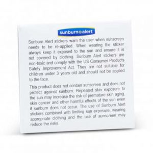 The TRENDS Sunburn Alert stickers are a pack of 4 stickers that alert when sunscreen needs to be reapplied.  Full colour branding on packaging.