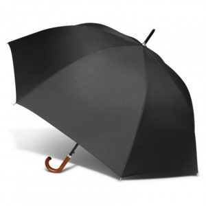 The PEROS Executive Umbrella is an XL 8 panel umbrella.  Auto opening with velcro tie.  Wood hook handle.  Print or transfer available. 