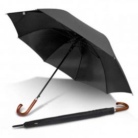 The PEROS Executive Umbrella is an XL 8 panel umbrella.  Auto opening with velcro tie.  Wood hook handle.  Print or transfer available. 