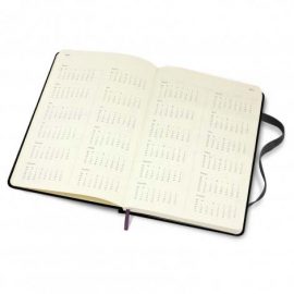 The Moleskine 2022 Planner is a weekly planner.  2 page spread per week - days of week and lined page.  A5 Planner.  Branded with your logo.