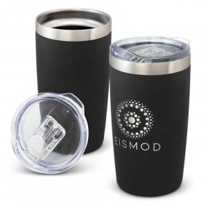 The TRENDS Prodigy Vacuum Cup is a 600ml double wall, vacuum insulated stainless steel cup.  Powder Coated.  Black.  Branded with your logo.