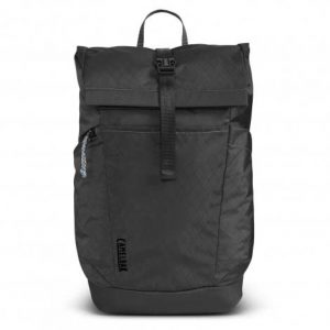 The Camelbak Pivot Roll Top Backpack is a lightweight, versatile commuter backpack.  Black.  Made from 50% recycled material.  Co branded with your logo.