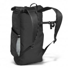 The Camelbak Pivot Roll Top Backpack is a lightweight, versatile commuter backpack.  Black.  Made from 50% recycled material.  Co branded with your logo.