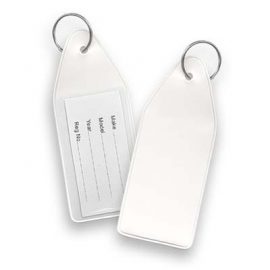 The TRENDS Vinyl Key Tag is a flexible vinyl key tag with card insert.  Great for vehicle companies.  Branding on front.  Check out our other key ring options here