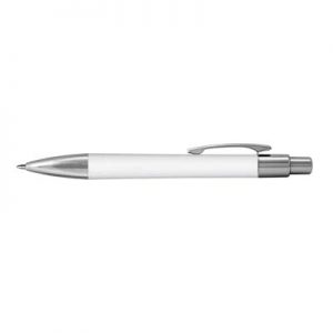 The TRENDS Zurich Pen is a retractable plastic ball pen.  In white with chrome trim.  Great branded pens for you and your business, clients and more.