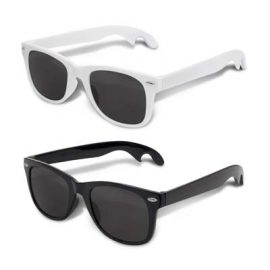 The TRENDS Malibu Sunglasses Bottle Opener is a fashion sunglass with impact resistant polycarbonate frame.  Bottle opener on both arms.